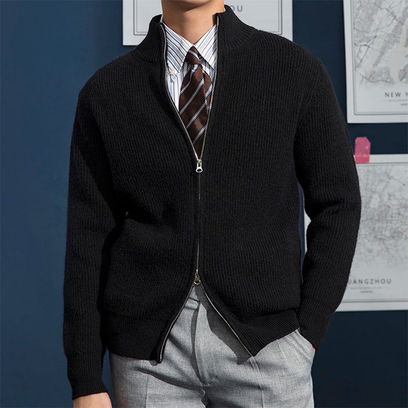 Men's Slim Fit Ribbed Cardigan Zip Front