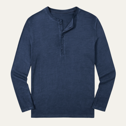 Men's Long Sleeve Cotton Henley Shirt - Vonnera