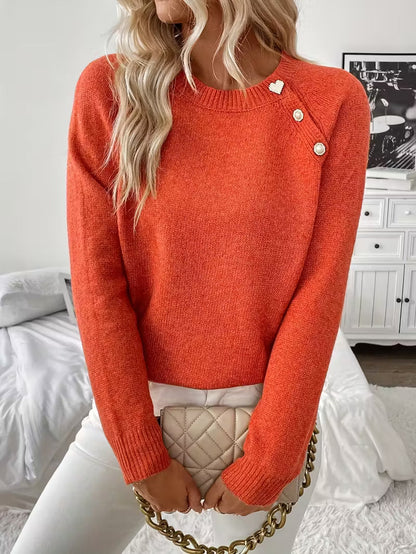 Women's Sweater With Shoulder Button Detail
