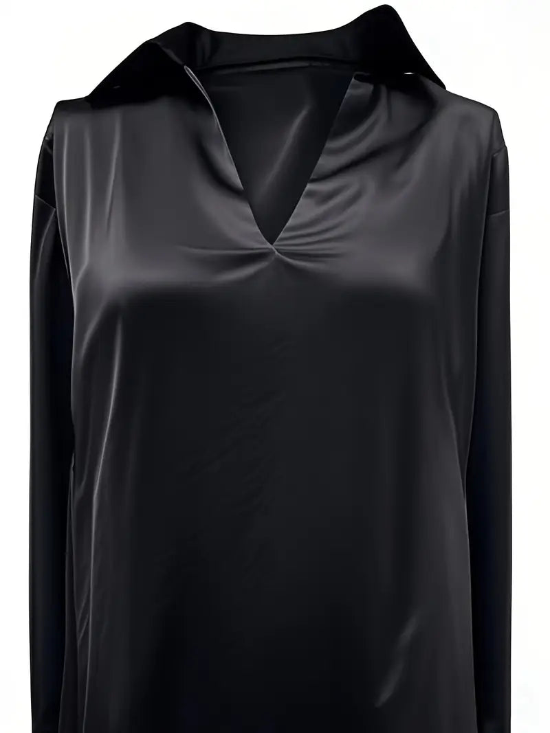 Women's V-Neck Satin Blouse