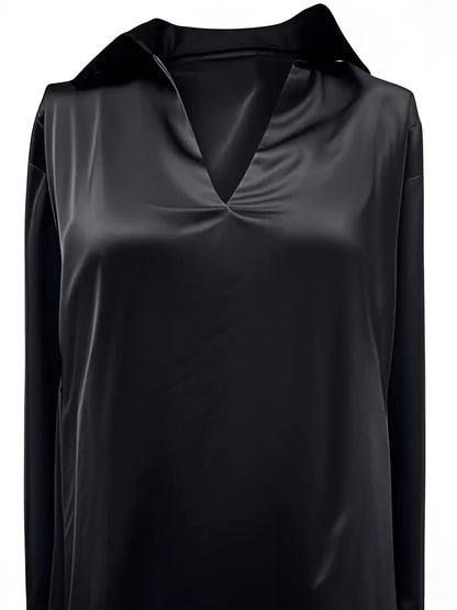 Women's Long Sleeve Blouse Draped Neck