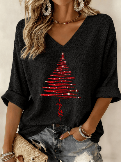 Women's Graphic Print V-Neck Blouse