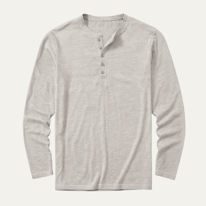 Men's Long Sleeve Cotton Henley Shirt