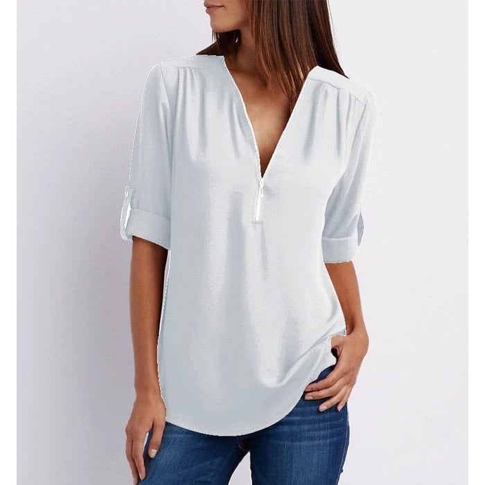 Women's V-Neck Blouse Pink