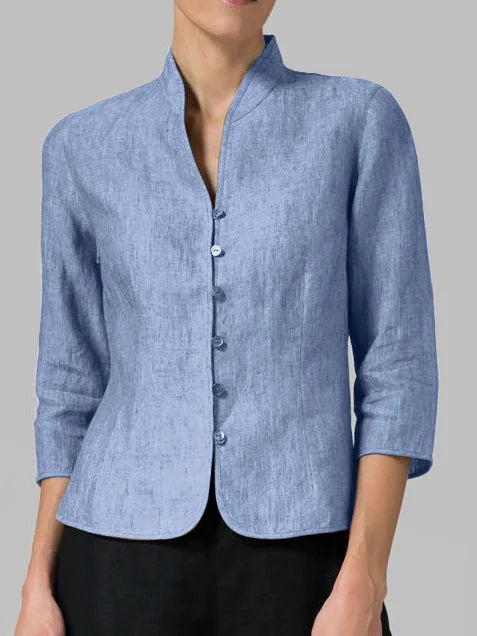Women's Linen Blazer Elegant Beige - Vonnera