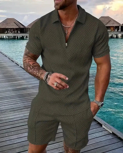 Men's Summer Tracksuit Zipper Collar