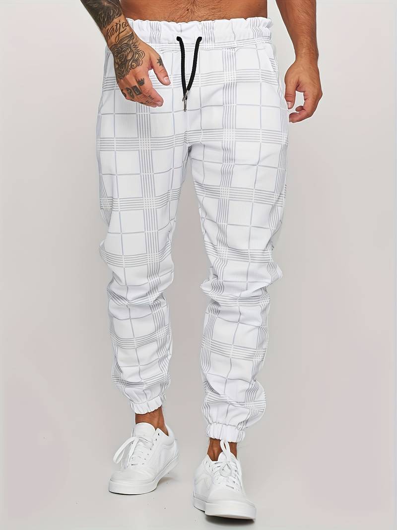 UrbanFit Men's Slim Fit Checkered Joggers