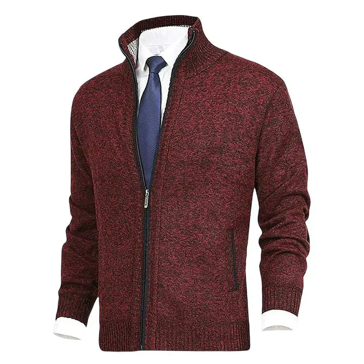 Knitted Zip Up Cardigan With Pockets - Vonnera