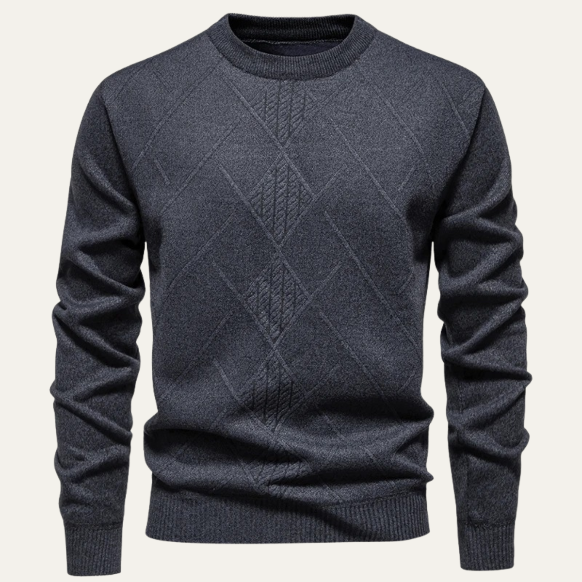 Men's Diamond Pattern Crew Neck Knit Sweater