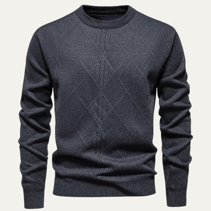 Men's Diamond Pattern Crew Neck Knit Sweater