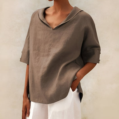 Women's V Neck Short Sleeve Blouse