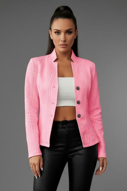 Women's Lapel Collar Blazer Button Front
