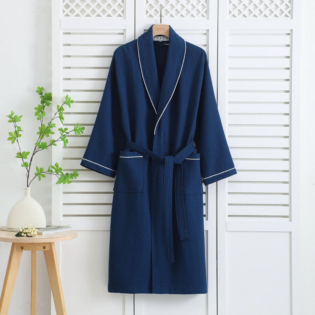 Cotton Waffle Bathrobe Lightweight Kimono Style