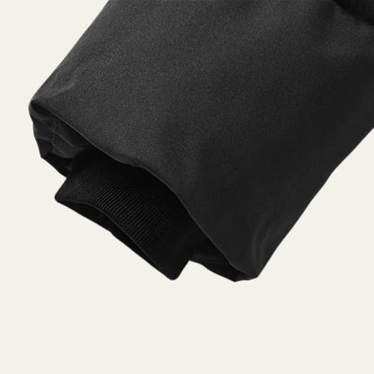 Men's Long Cotton Parka Coat Windproof Black