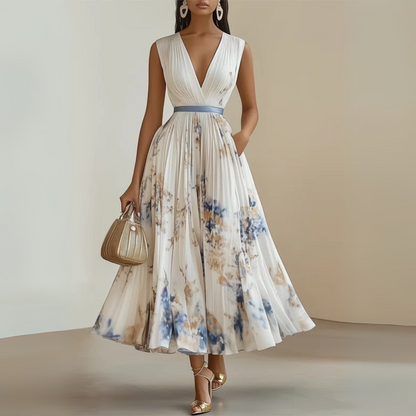 Women's Midi V-Neck Floral Summer Dress