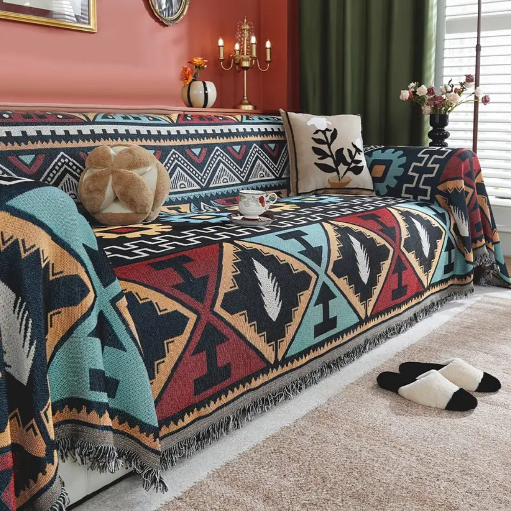 Geometric Sofa Cover Boho Patterned Stretch Fabric - Vonnera