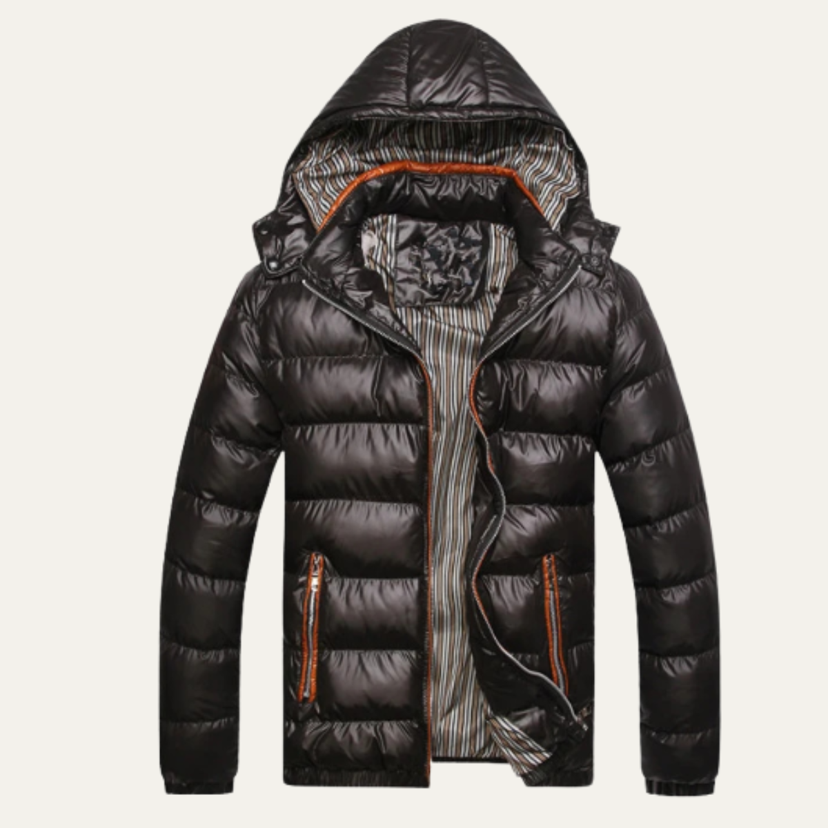Men's Hooded Puffer Jacket Quilted Black - Vonnera