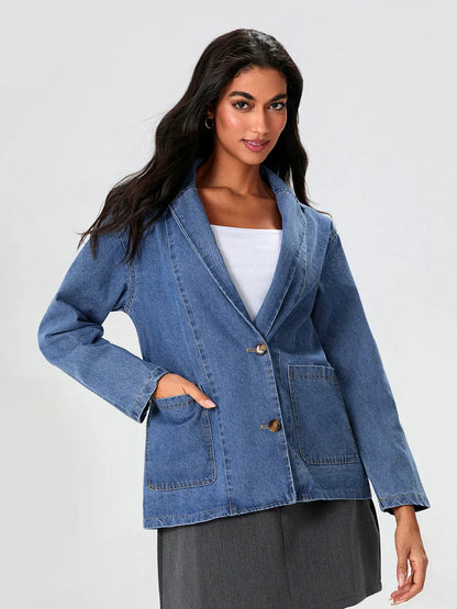 Urbanedge Men's Classic Fit Denim Blazer