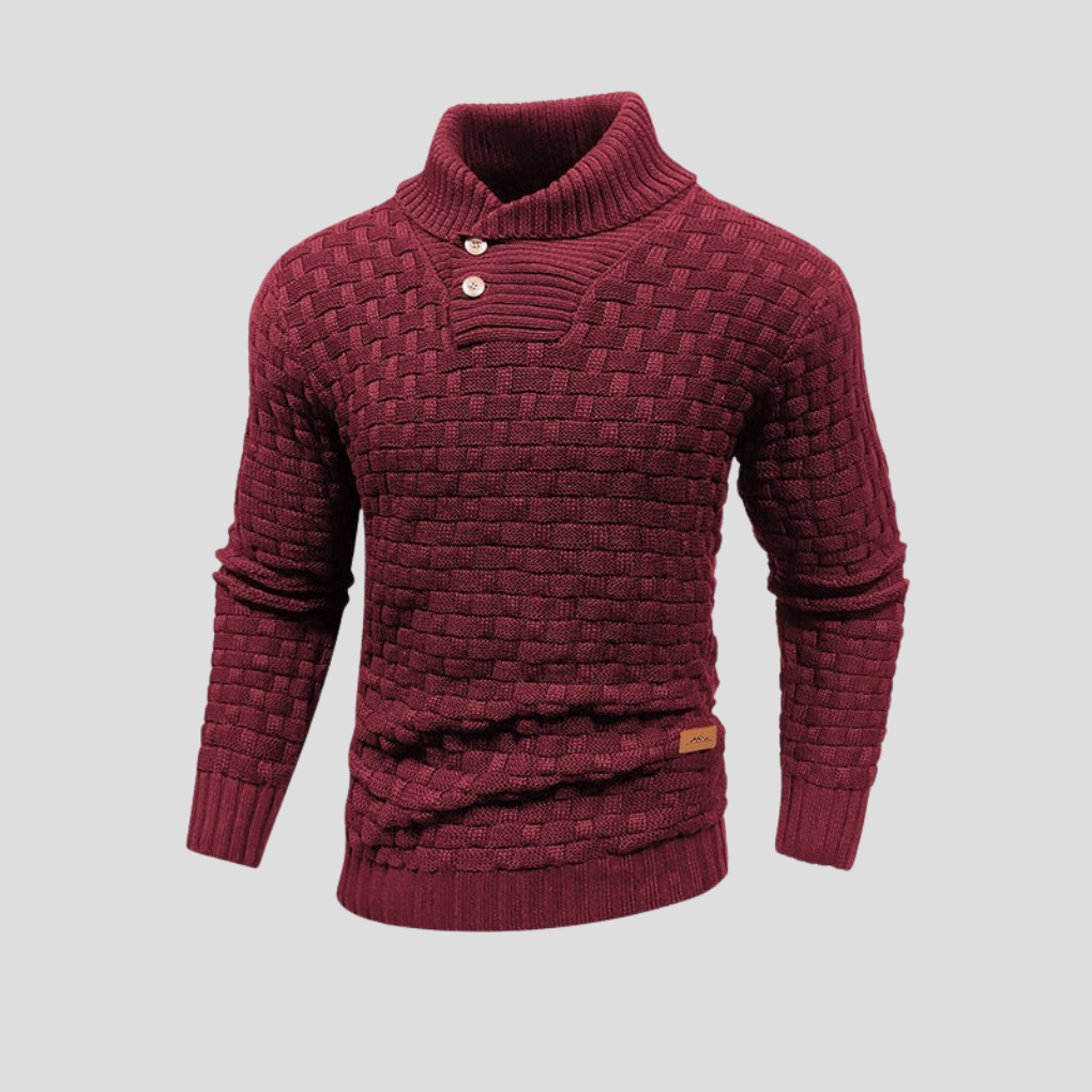 Men's Button Up Half Collar Sweater