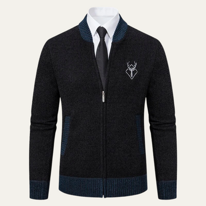 Men's Embroidered Knit Zip Sweater
