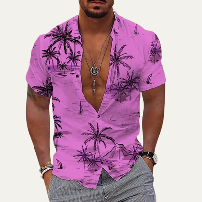 Men's Hawaiian Shirt Coconut Print Cotton Relaxed Fit