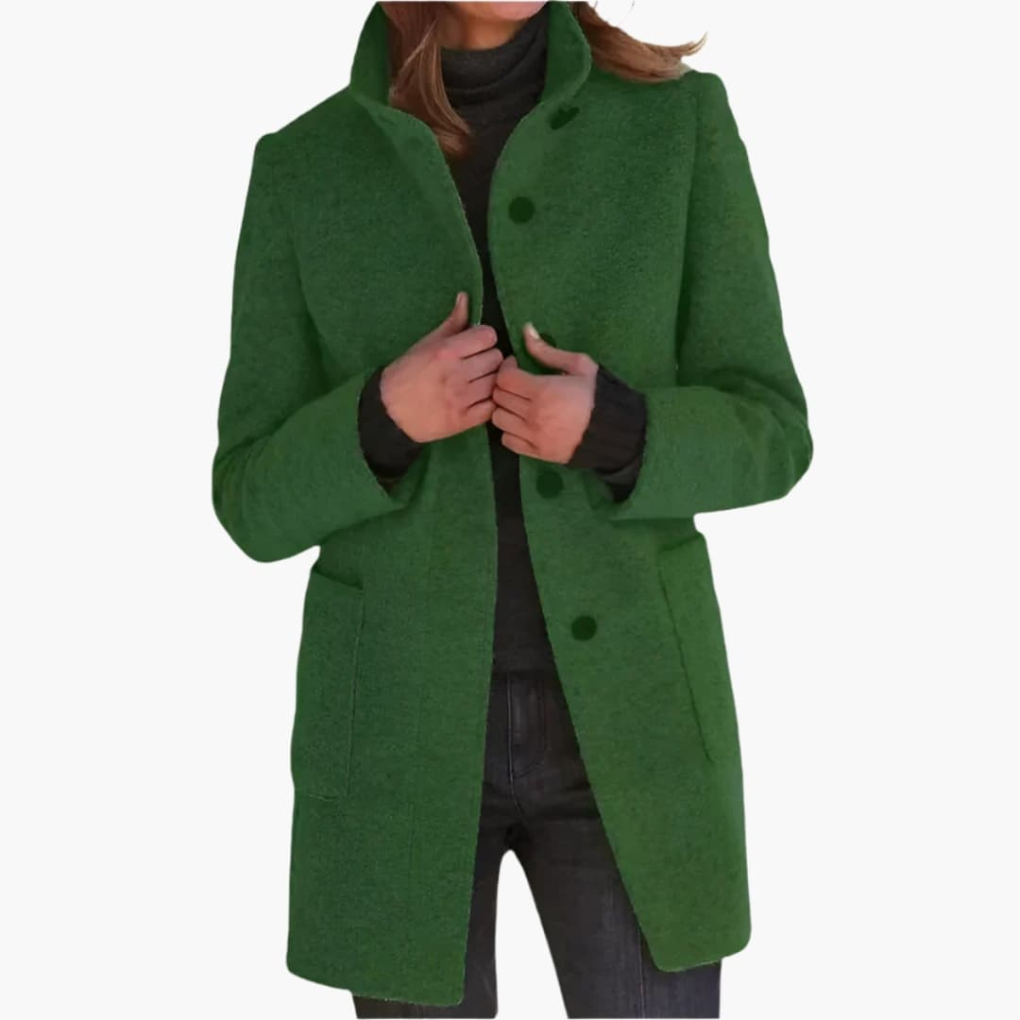 Women's Coat Stand Collar Pockets - Vonnera