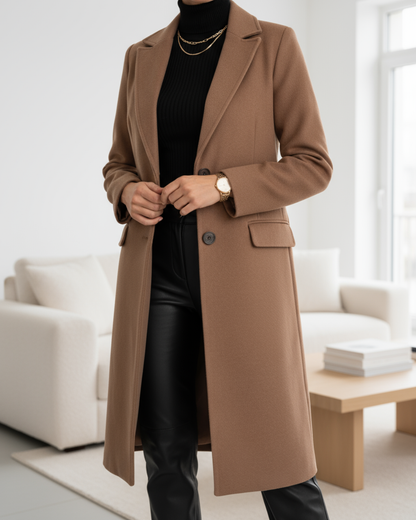 Women's Tailored Long Coat Button Front