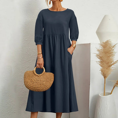 Women's Midi Patchwork Dress Casual Comfortable