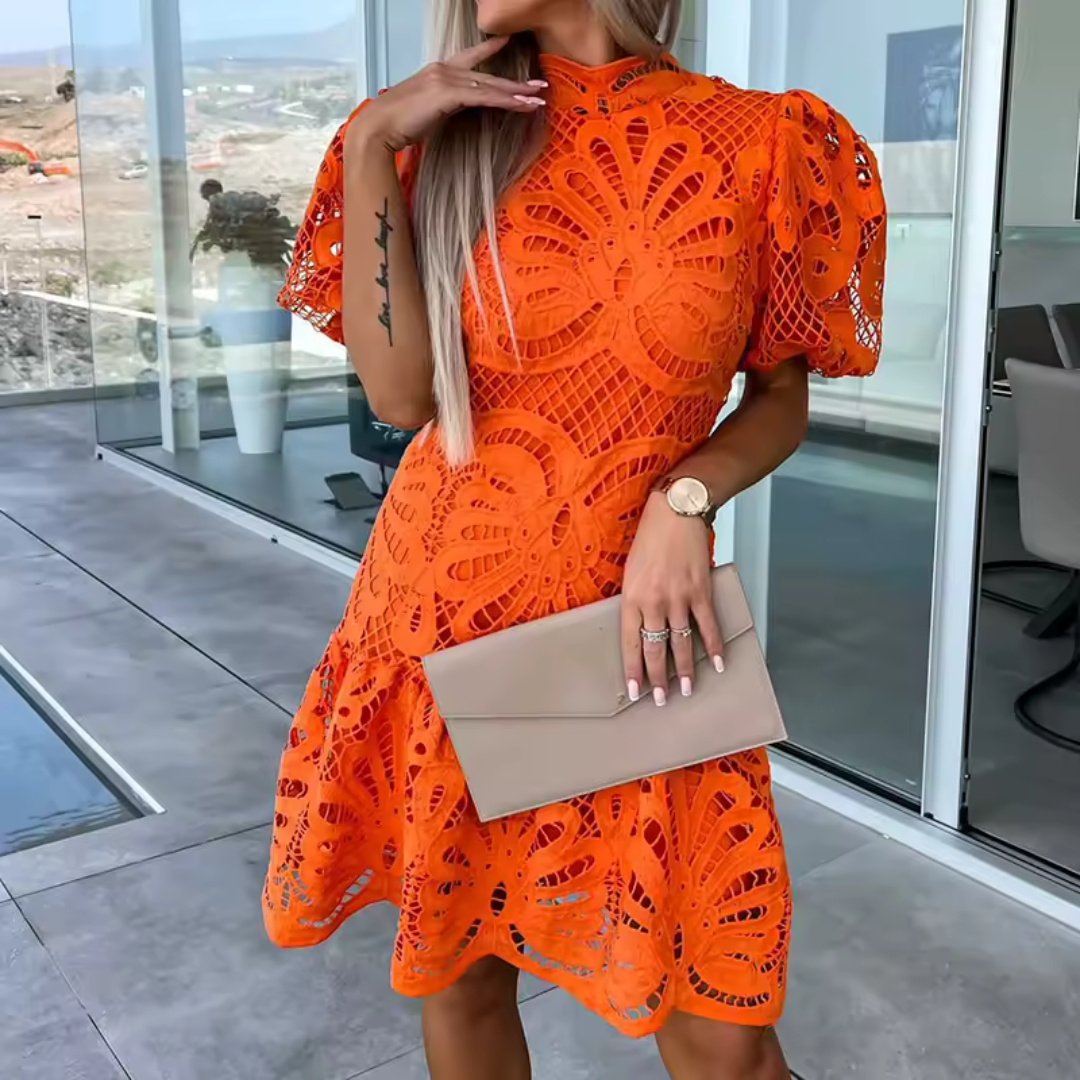 Women's Mini Party Dress Ruffles Cut-Out Detail
