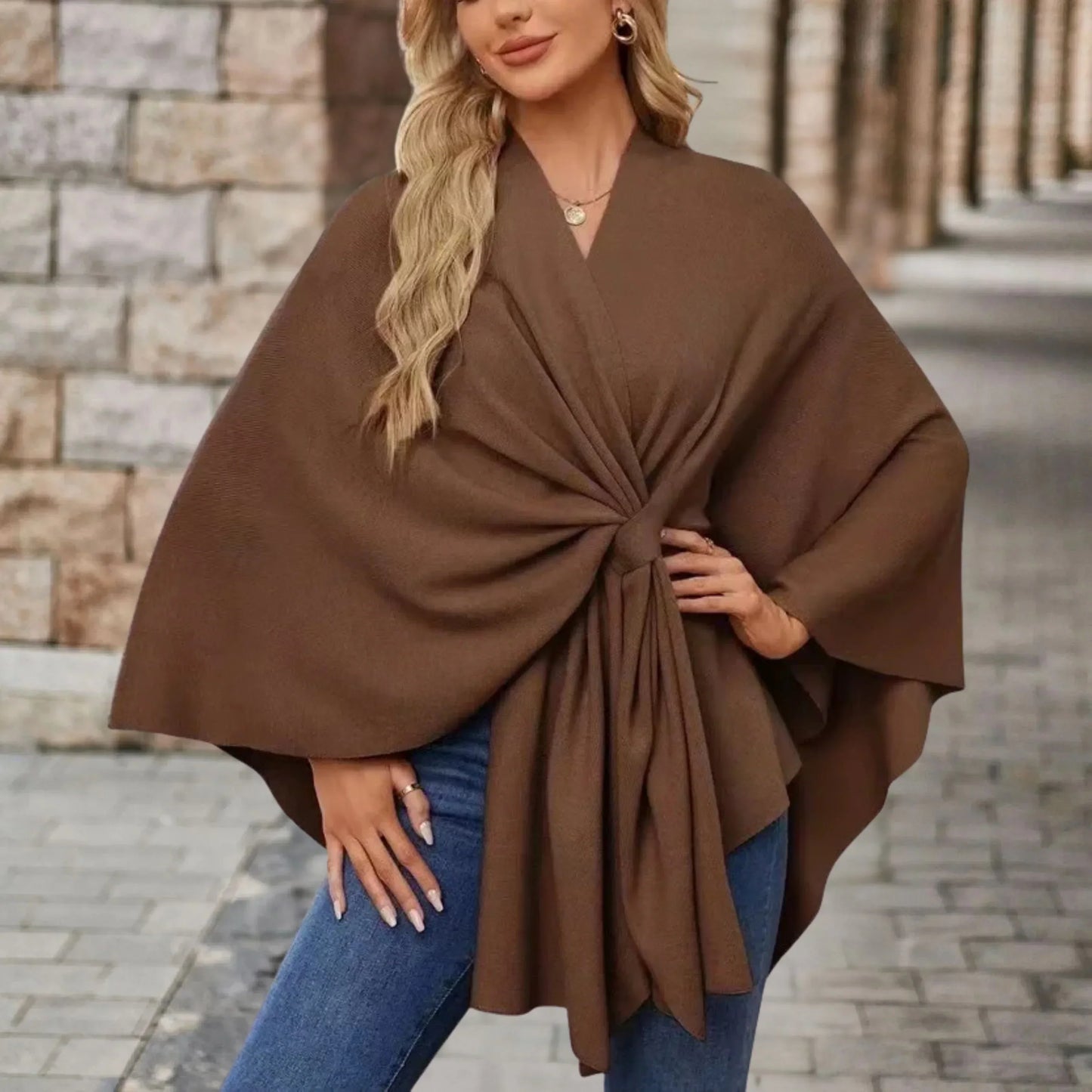 Women's Wrap Poncho Blouse