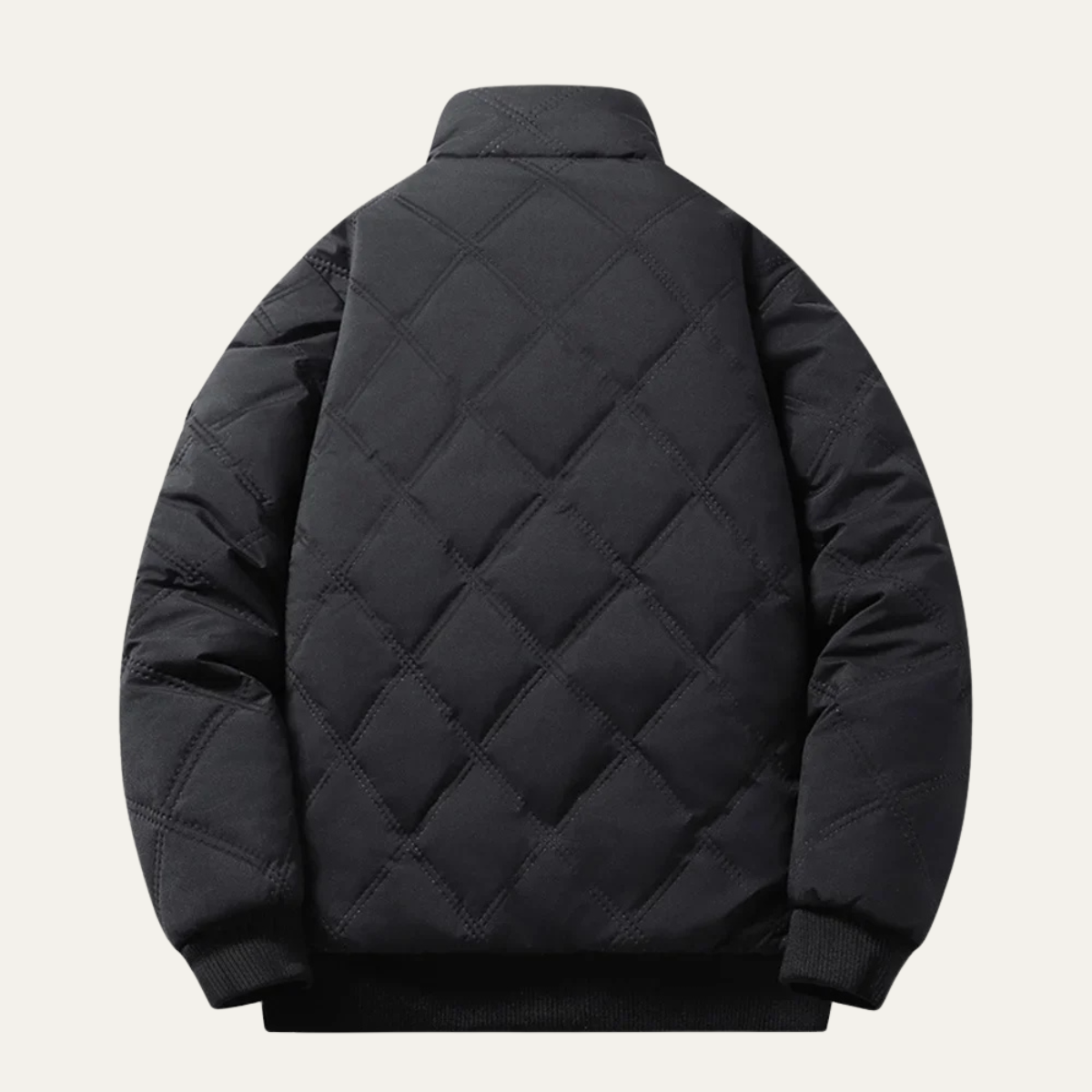 Men's Quilted Jacket Windproof Thermal Padded Coat Fleece Lining
