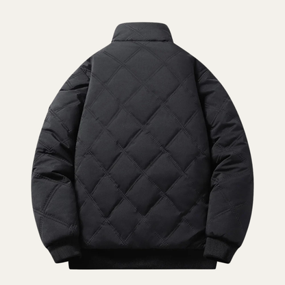 Men's Quilted Jacket Windproof Thermal Padded Coat Fleece Lining