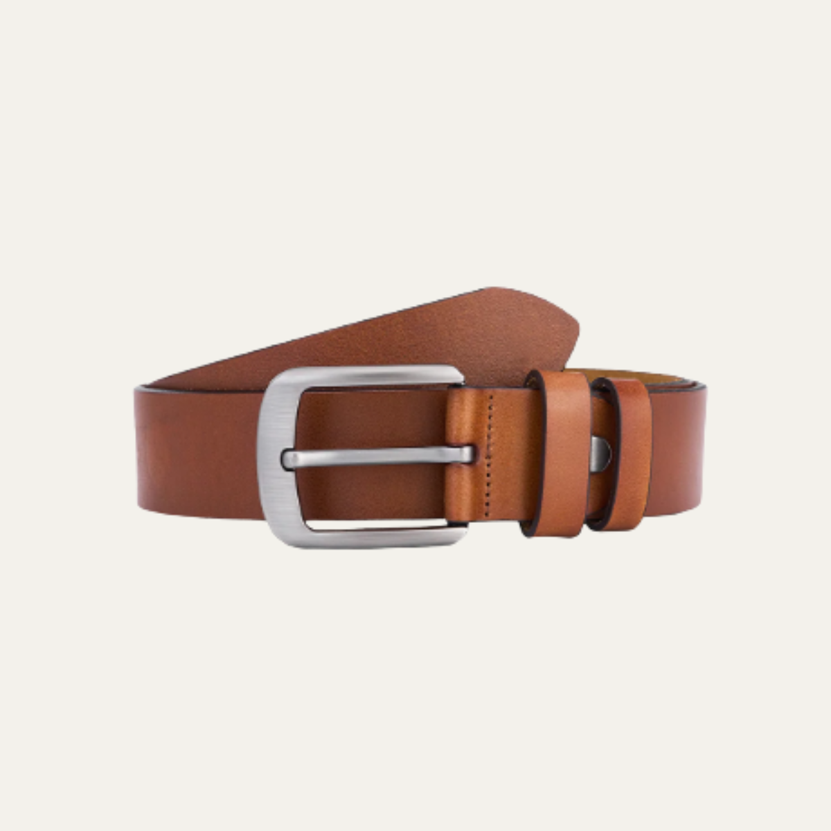 Men's Leather Classic Belt Durable Brown - Vonnera