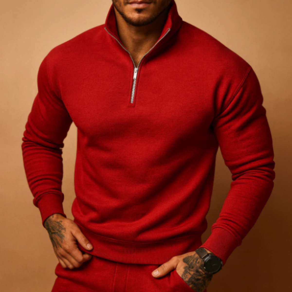 Men's Half Zip Knitted Sweater