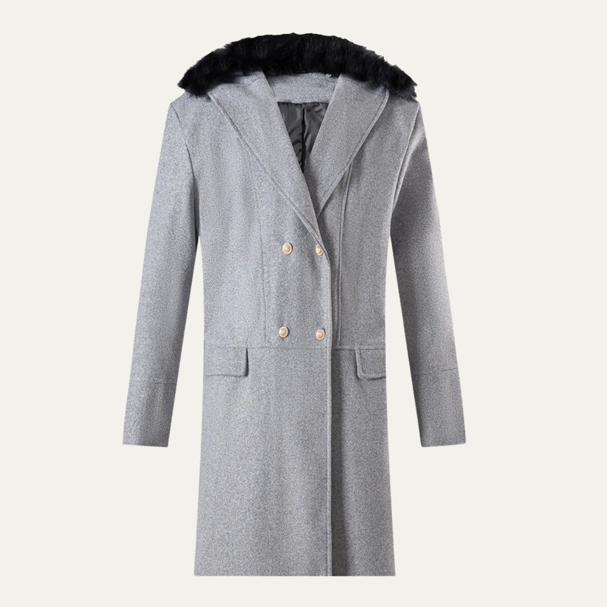 Men's Fur Collar Double Breasted Streetwear Jacket