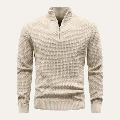 Men's Textured Quarter Zip Knit Sweater