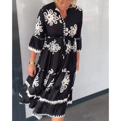 Women's Floral Print Autumn Dress Elegant Fit