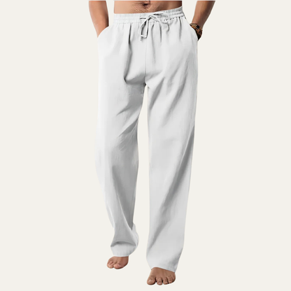 Men's Cotton Hemp Straight Leg Pants Breathable
