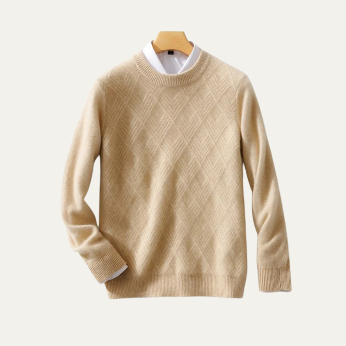 Men's Cashmere Sweater Warm Winter Beige - Vonnera