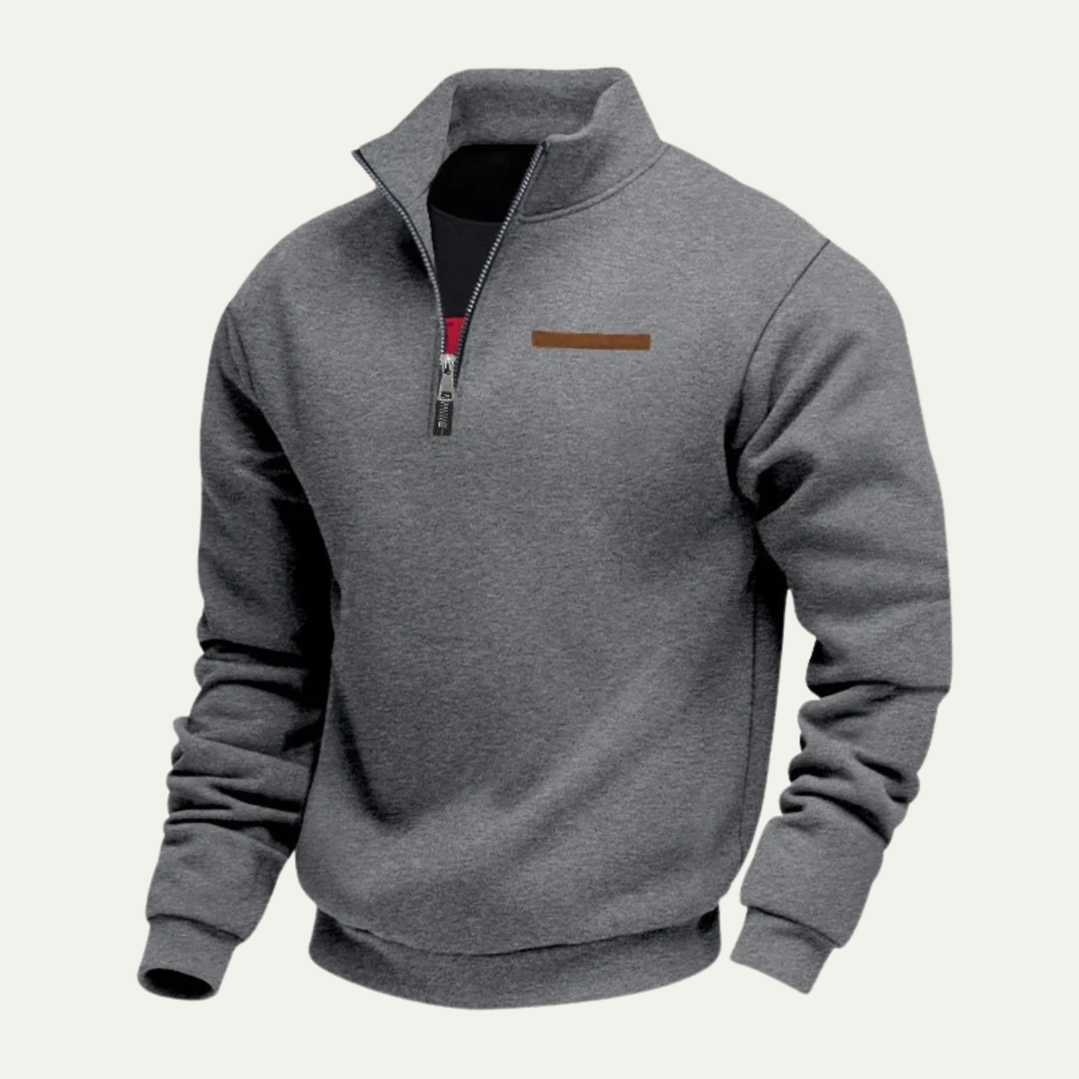Men's Warm Half Zip Sweater Wool Blend Silver