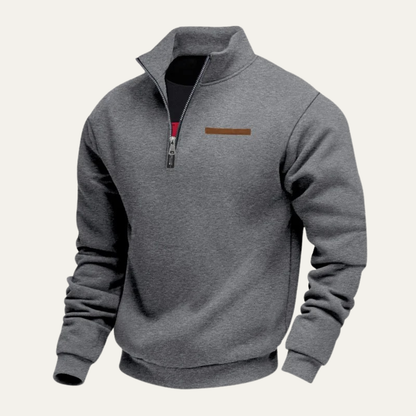 Men's Warm Half Zip Sweater Wool Blend Silver