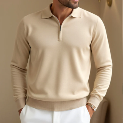 Men's Quarter Zip Knit Polo Sweater