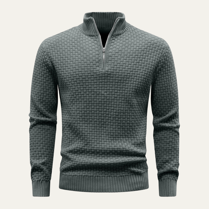 Men's Textured Knit Half Zip Jumper