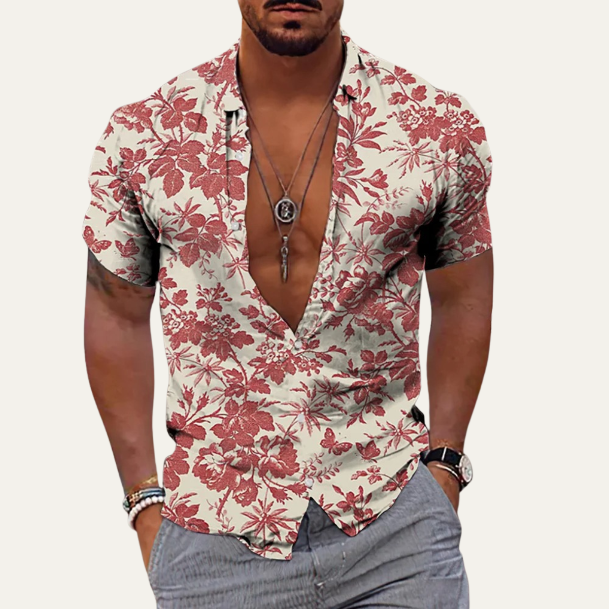 Men's Hawaiian Beach Shirt Soft Coconut Print
