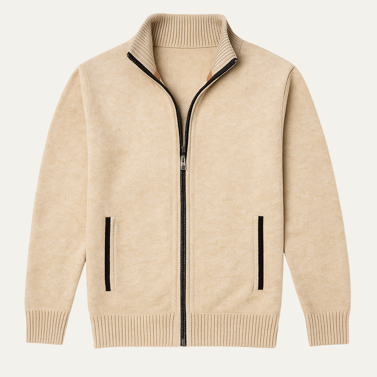 Men's Classic Knitted Cardigan Zip Front Stand Collar - Vonnera