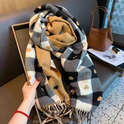 Comfy Plaid Tassel Scarf Warm Double Sided