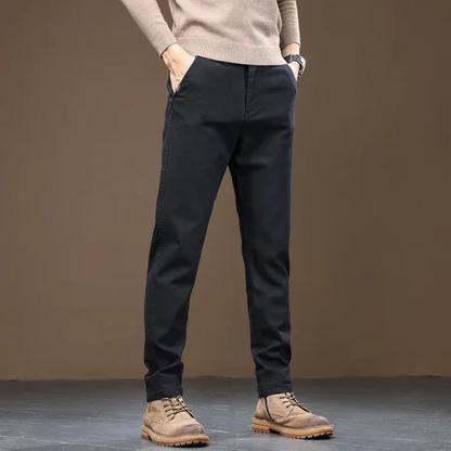 Men's Classic Straight Leg Pants Cotton Casual Beige