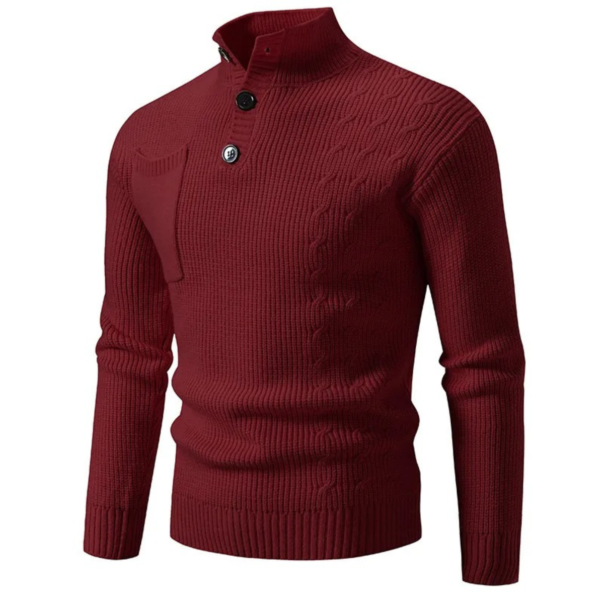 Westgate Men's Knit Sweater Stand Collar Button Detail