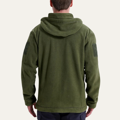 Men's Tactical Fleece Jacket With Hood And Multi Pockets