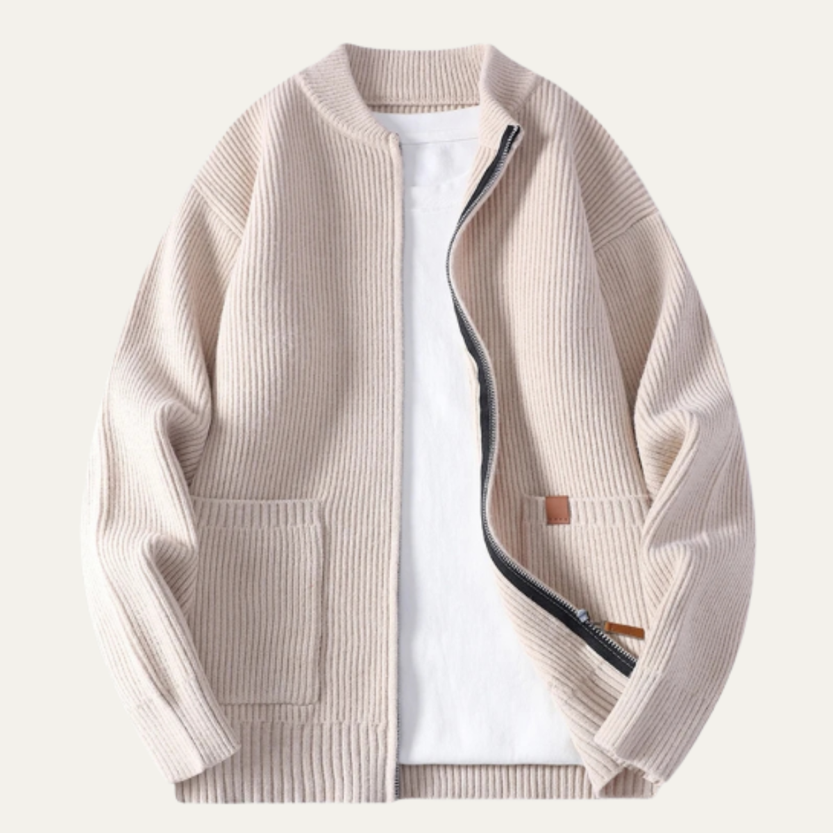 Men's Rib Knit Zip Cardigan - Vonnera